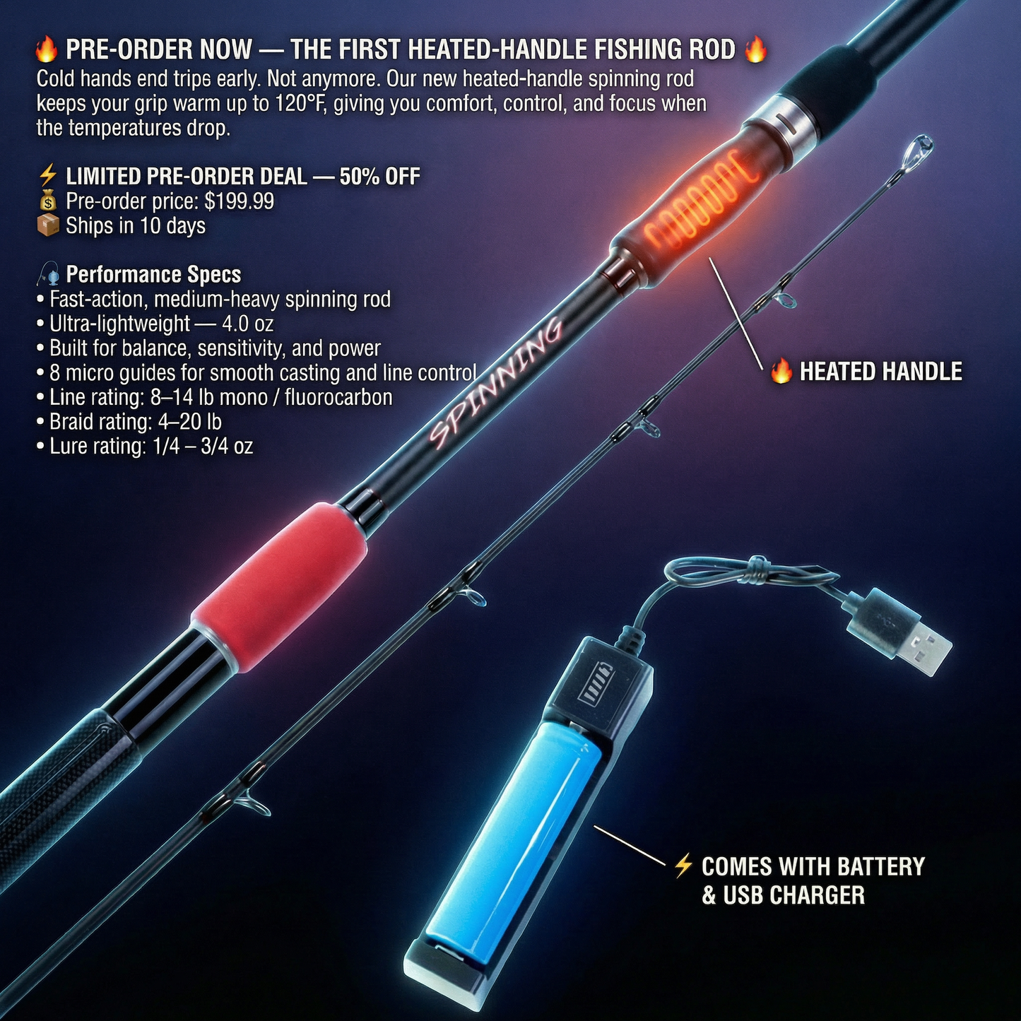 Let’s Go Series Heated Handle Rod – Pre-Sale